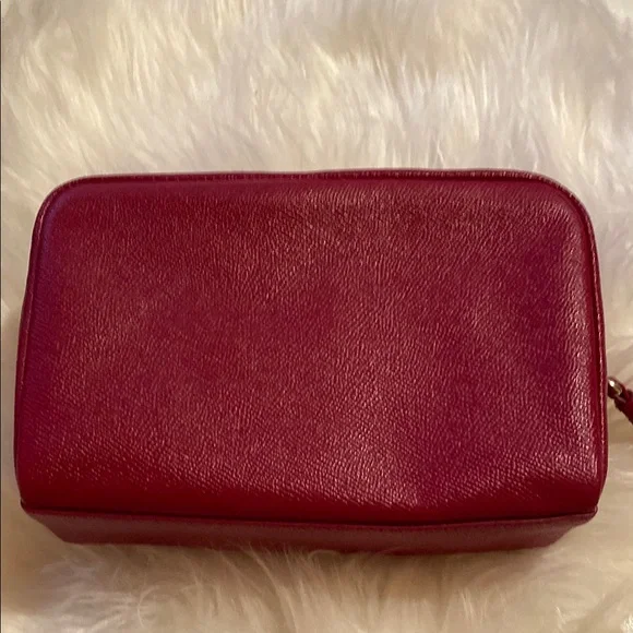 Coach Red Leather Cosmetic Bag in Dark Fuchsia F24707 - Picture 2 of 4